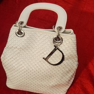 Dior White Quilted Tote with Silver Accents